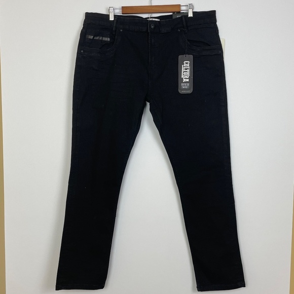 ❌ SOLD NWT - MEN'S CULTURA PREMIUM DENIM, SLIM STRETCH JEANS, BLACK, SIZE 42 - Picture 2 of 12